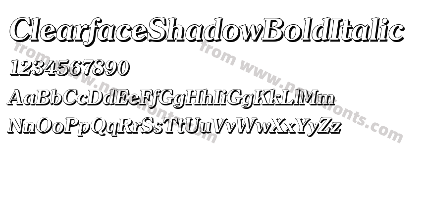 ClearfaceShadowBoldItalicPreview