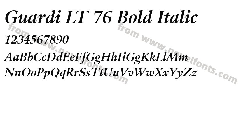 Guardi LT 76 Bold ItalicPreview