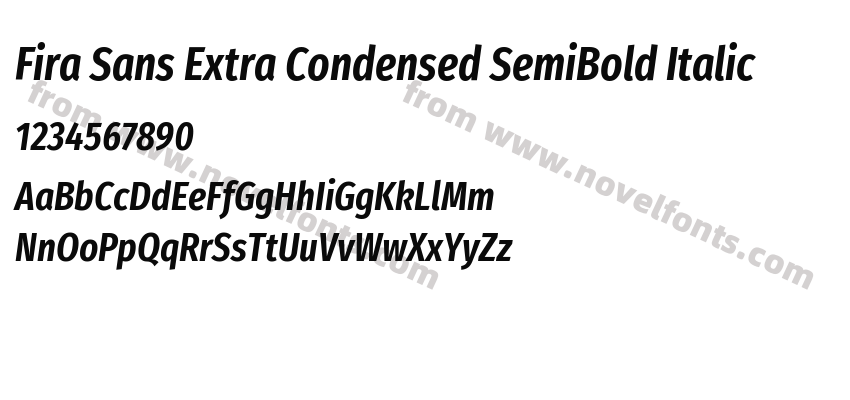 Fira Sans Extra Condensed SemiBold ItalicPreview