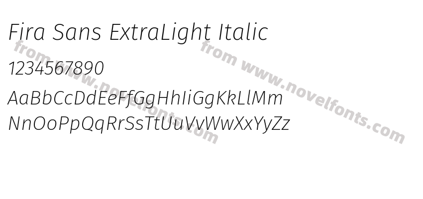 Fira Sans ExtraLight ItalicPreview