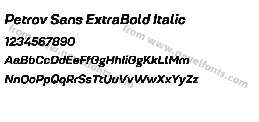 Petrov Sans ExtraBold ItalicPreview