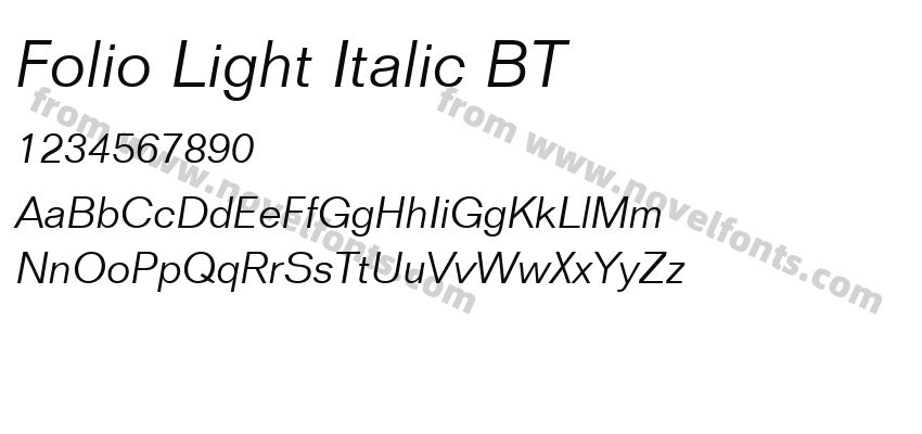 Folio Light Italic BTPreview