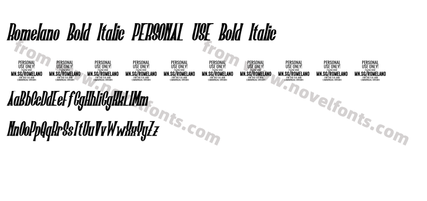 Romelano Bold Italic PERSONAL USE Bold ItalicPreview