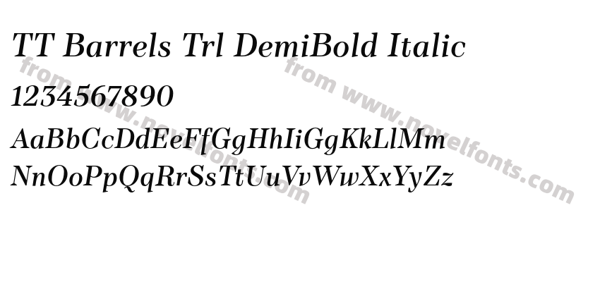 TT Barrels Trl DemiBold ItalicPreview