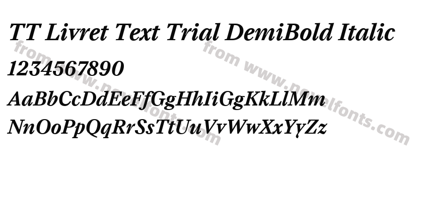 TT Livret Text Trial DemiBold ItalicPreview