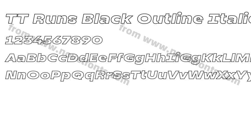 TT Runs Black Outline ItalicPreview