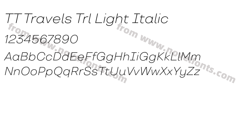 TT Travels Trl Light ItalicPreview