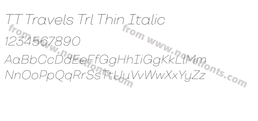 TT Travels Trl Thin ItalicPreview