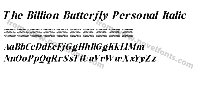 The Billion Butterfly Personal ItalicPreview