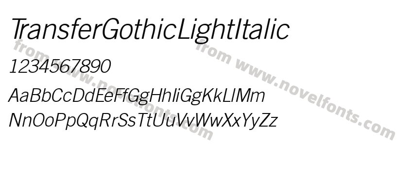 TransferGothicLightItalicPreview