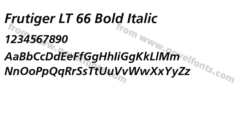 Frutiger LT 66 Bold ItalicPreview