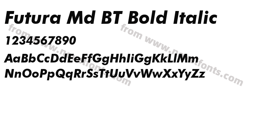 Futura Md BT Bold ItalicPreview