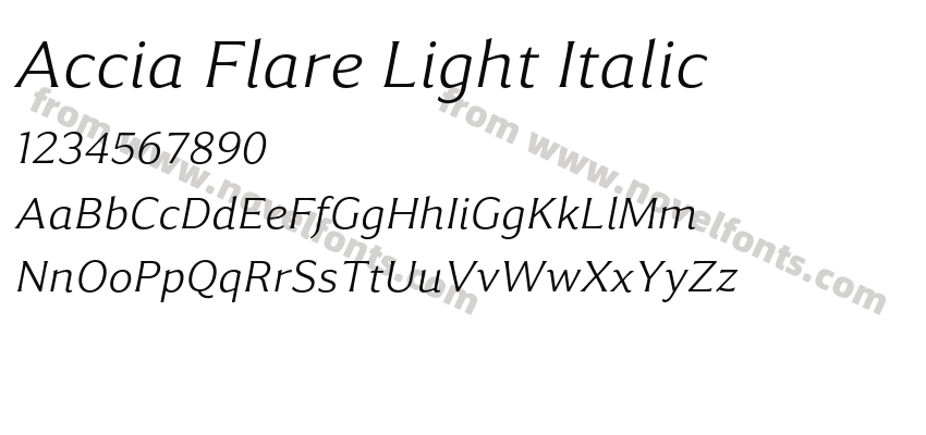 Accia Flare Light ItalicPreview