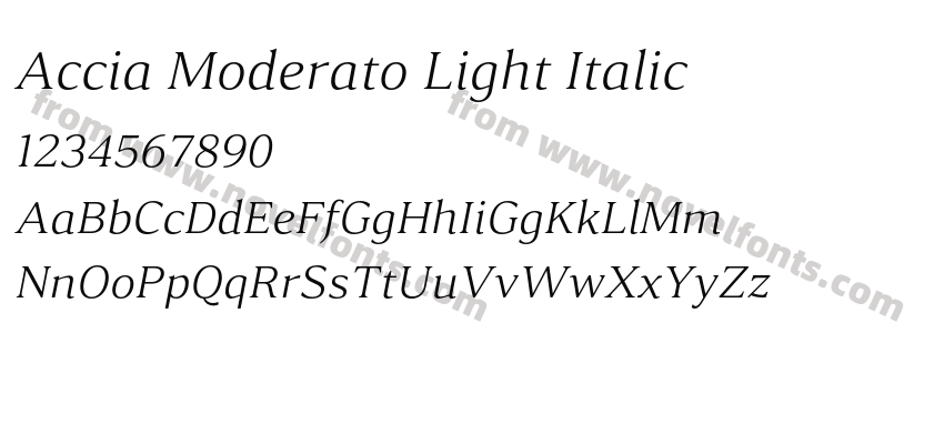 Accia Moderato Light ItalicPreview