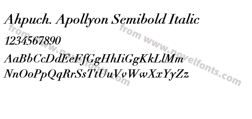 Ahpuch. Apollyon Semibold ItalicPreview