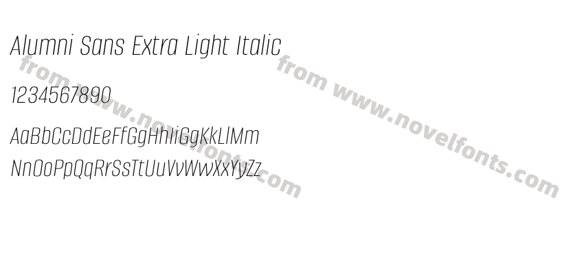 Alumni Sans Extra Light ItalicPreview