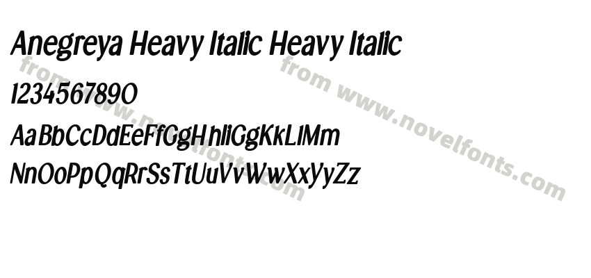 Anegreya Heavy Italic Heavy ItalicPreview