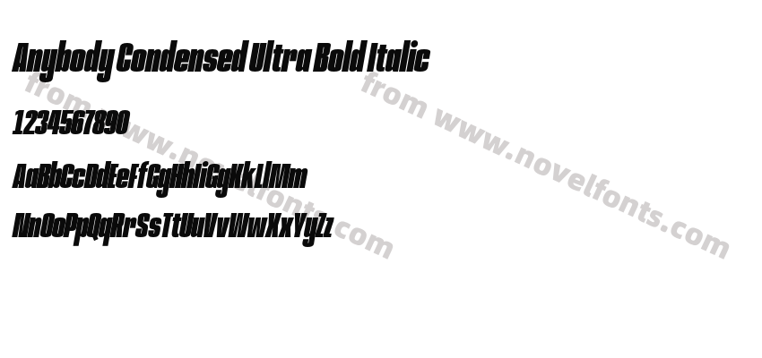 Anybody Condensed Ultra Bold ItalicPreview