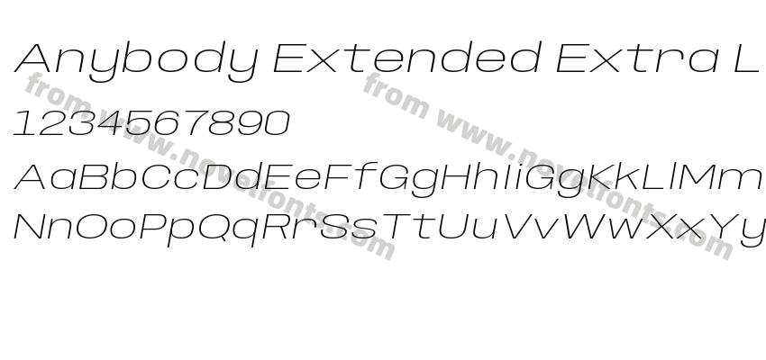 Anybody Extended Extra Light ItalicPreview