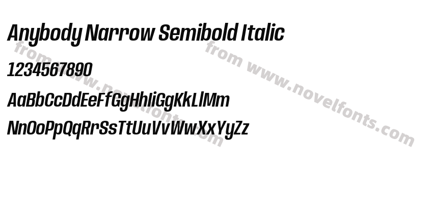 Anybody Narrow Semibold ItalicPreview