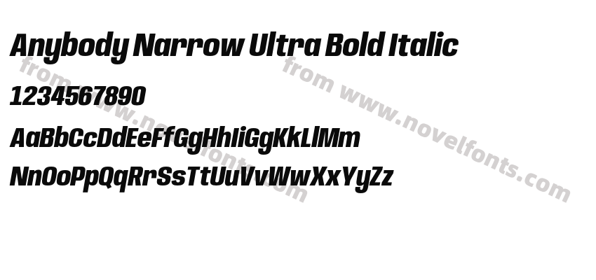 Anybody Narrow Ultra Bold ItalicPreview