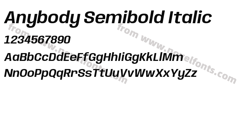 Anybody Semibold ItalicPreview