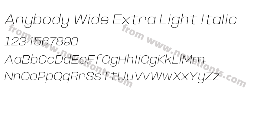 Anybody Wide Extra Light ItalicPreview