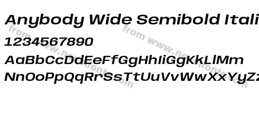 Anybody Wide Semibold ItalicPreview