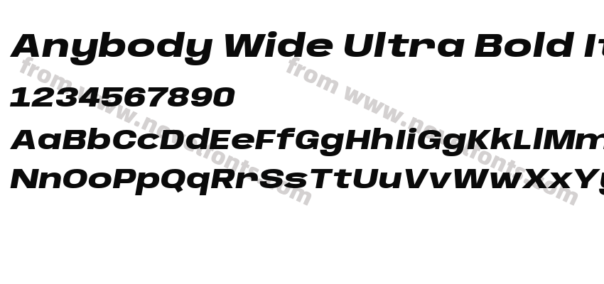 Anybody Wide Ultra Bold ItalicPreview