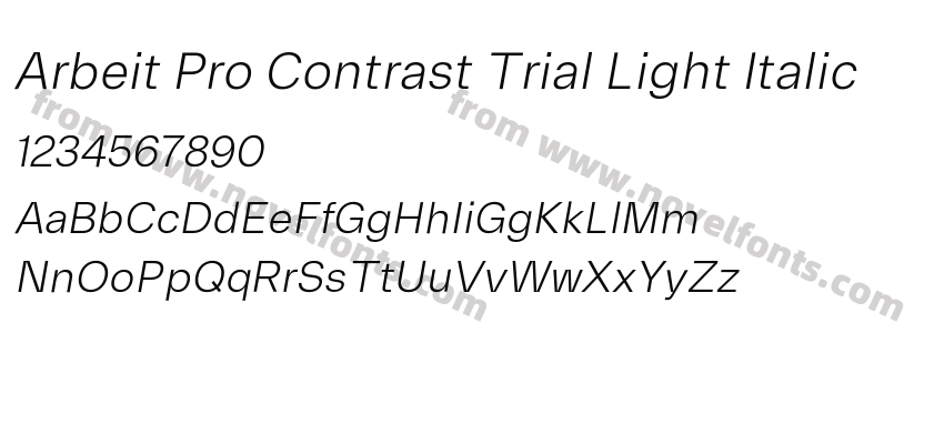 Arbeit Pro Contrast Trial Light ItalicPreview