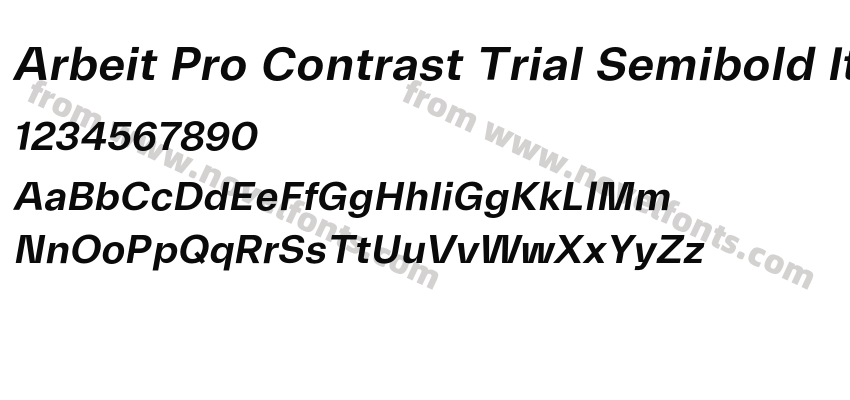 Arbeit Pro Contrast Trial Semibold ItalicPreview