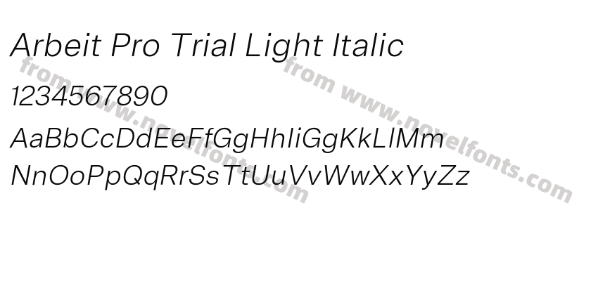 Arbeit Pro Trial Light ItalicPreview