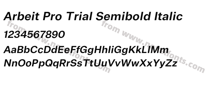 Arbeit Pro Trial Semibold ItalicPreview