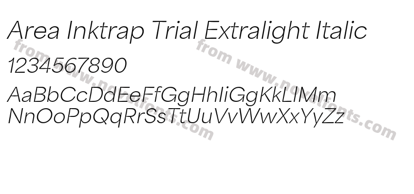 Area Inktrap Trial Extralight ItalicPreview