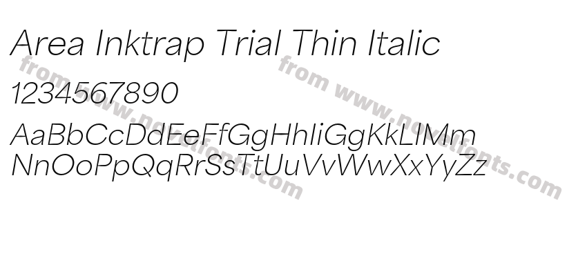 Area Inktrap Trial Thin ItalicPreview