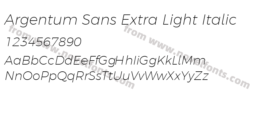 Argentum Sans Extra Light ItalicPreview