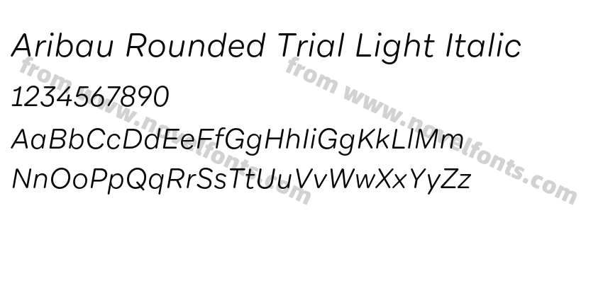 Aribau Rounded Trial Light ItalicPreview