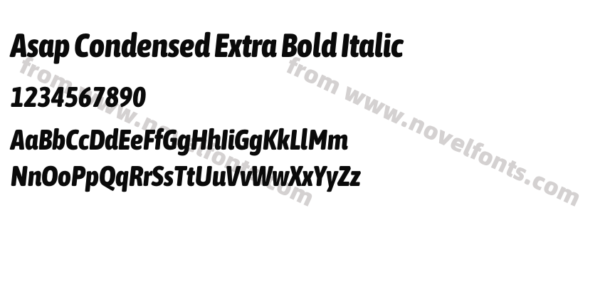 Asap Condensed Extra Bold ItalicPreview