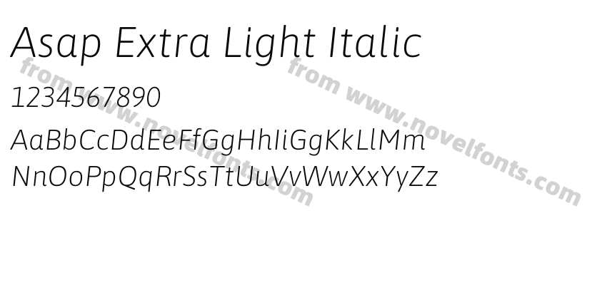 Asap Extra Light ItalicPreview