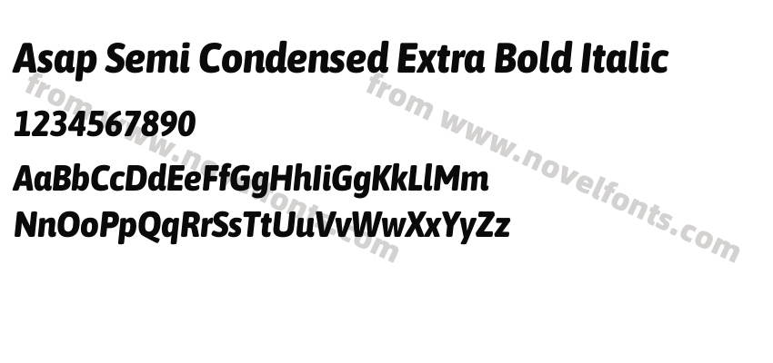 Asap Semi Condensed Extra Bold ItalicPreview