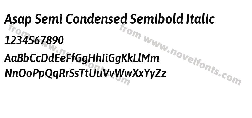 Asap Semi Condensed Semibold ItalicPreview