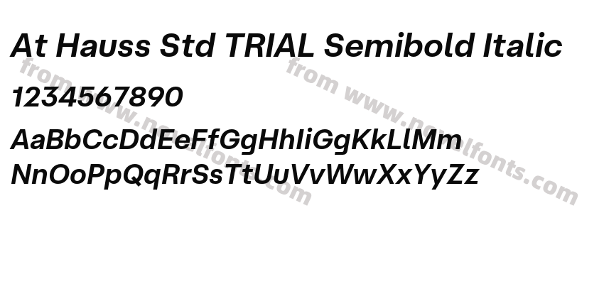 At Hauss Std TRIAL Semibold ItalicPreview