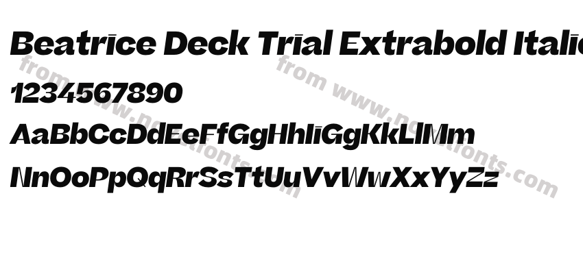 Beatrice Deck Trial Extrabold ItalicPreview