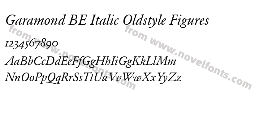 Garamond BE Italic Oldstyle FiguresPreview