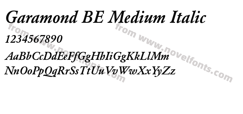 Garamond BE Medium ItalicPreview