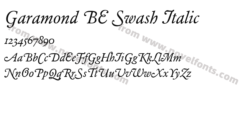 Garamond BE Swash ItalicPreview