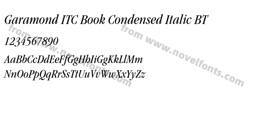 Garamond ITC Book Condensed Italic BTPreview