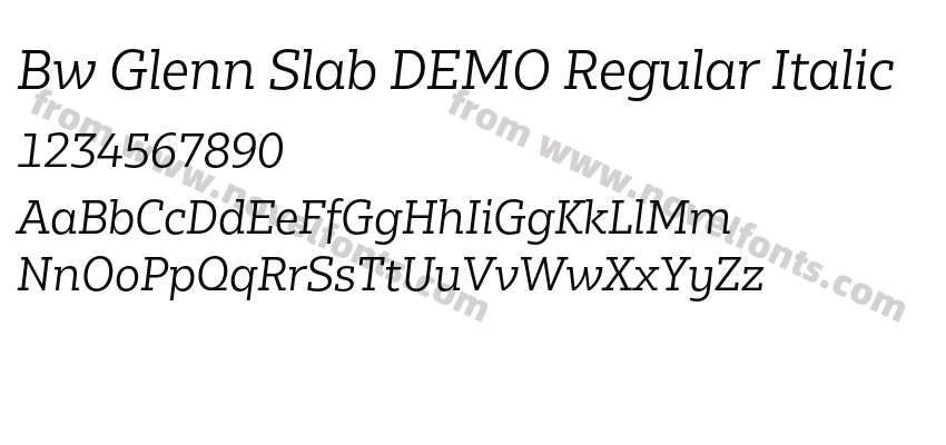 Bw Glenn Slab DEMO Regular ItalicPreview
