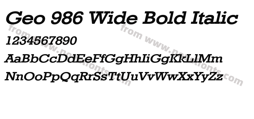 Geo 986 Wide Bold ItalicPreview