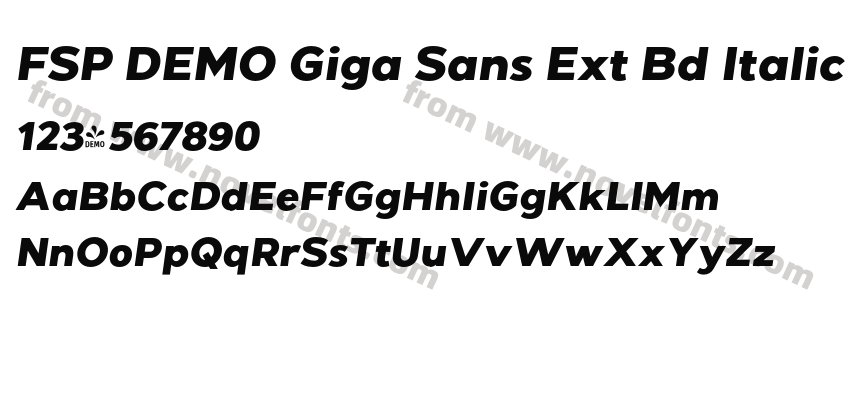 FSP DEMO Giga Sans Ext Bd ItalicPreview